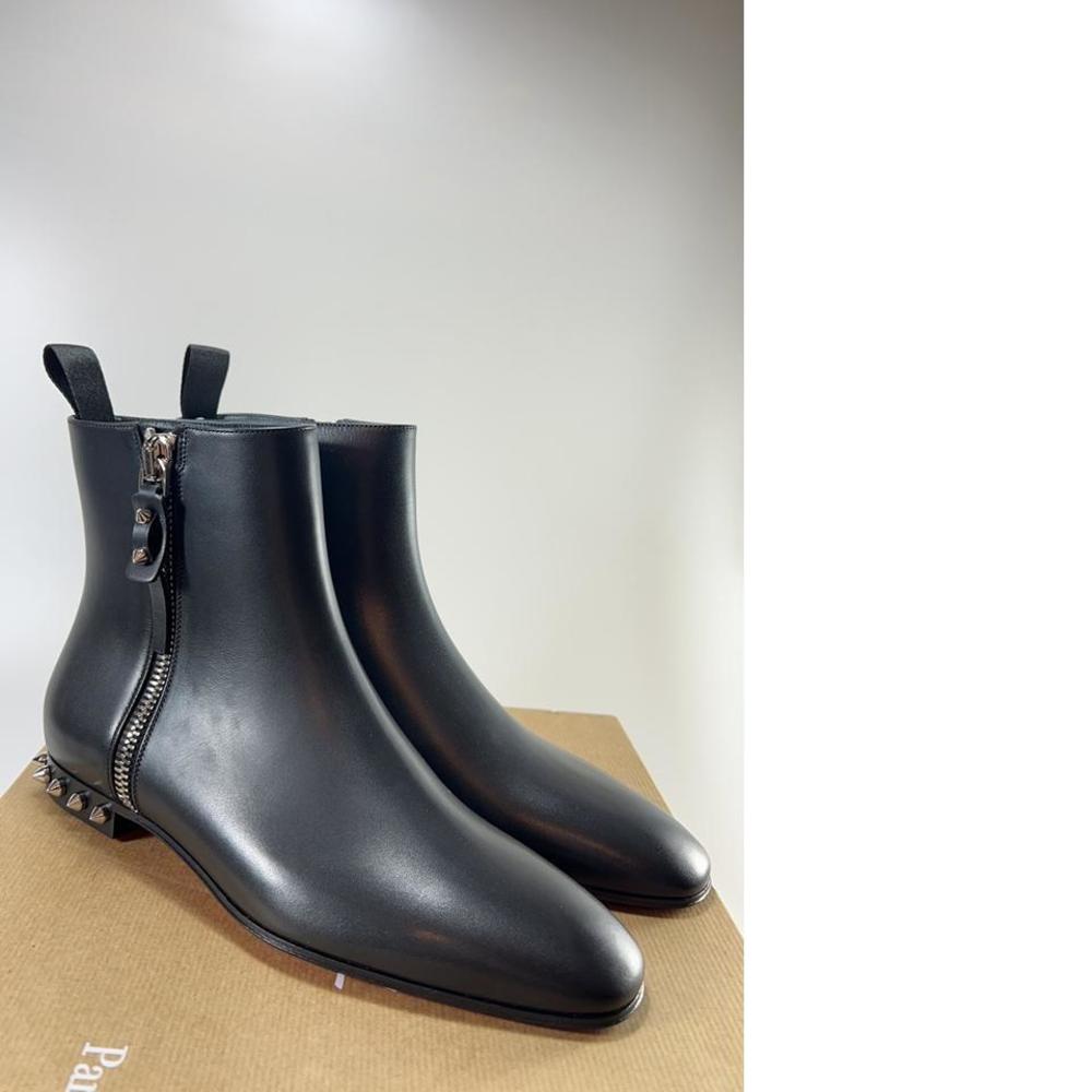Roadirik Donna Flat Spike Studded Black Boots Booties E136